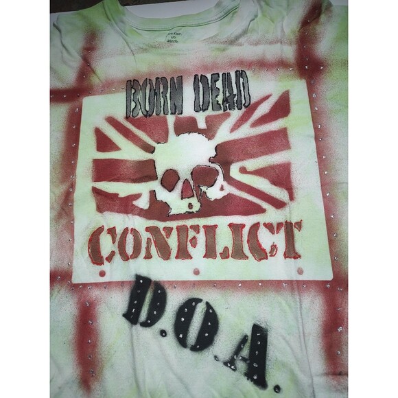 Born Dead DOA Conflict Calvin Klein Tshirt Lime Wht Short Sleeve Tee Punkcore Lg - Picture 2 of 5